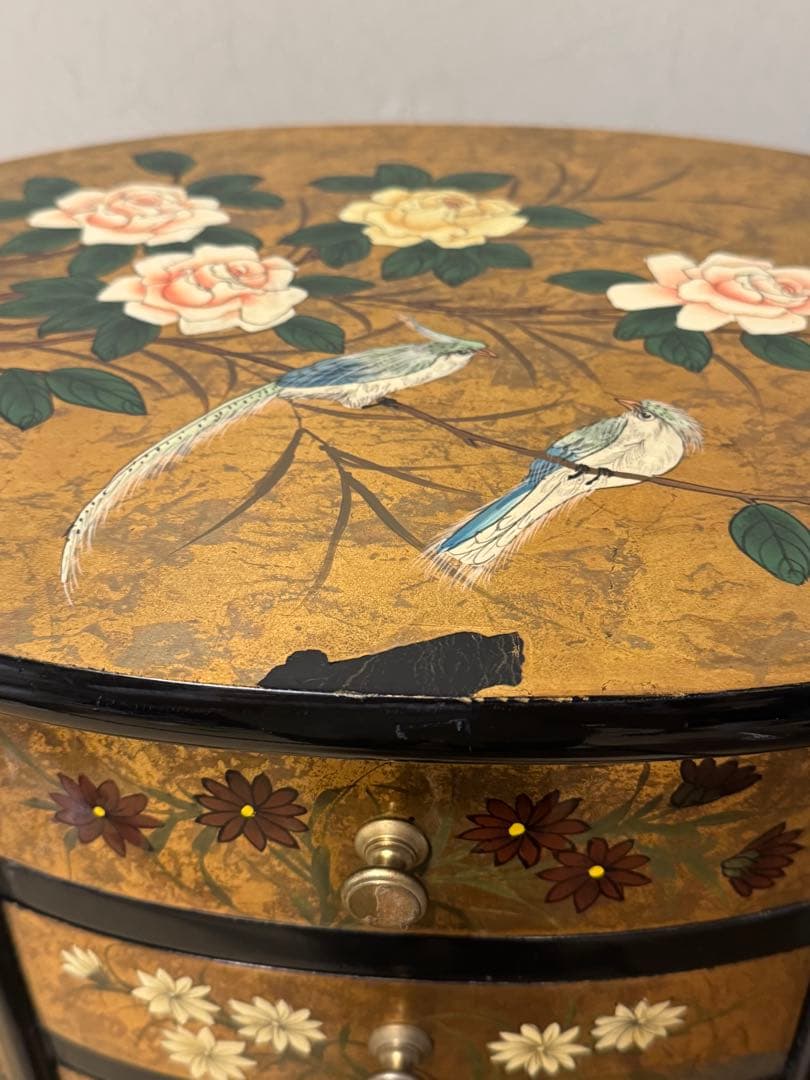 アンティーク　高級金箔家具 中国伝統家具 半円 電話台 コンソールテーブル