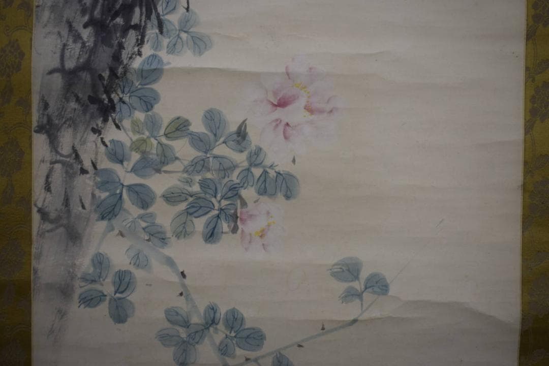 真作/北川金/不老長春/桐共箱付/布袋屋掛軸HG-475