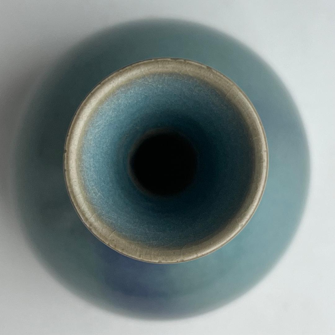 鈞窯天藍釉紫斑長頸瓶 中国古玩 中国美術 唐物 A960