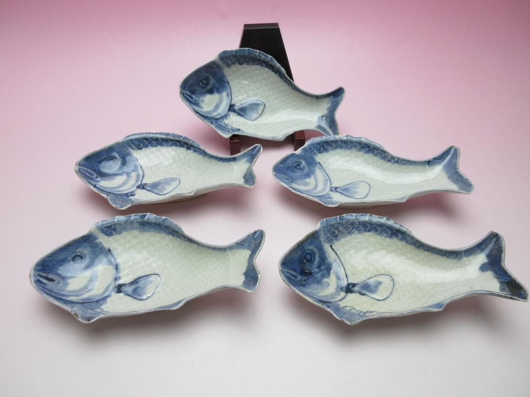 江戸中期頃 古伊万里 魚形 向付 5客 TN79 70724