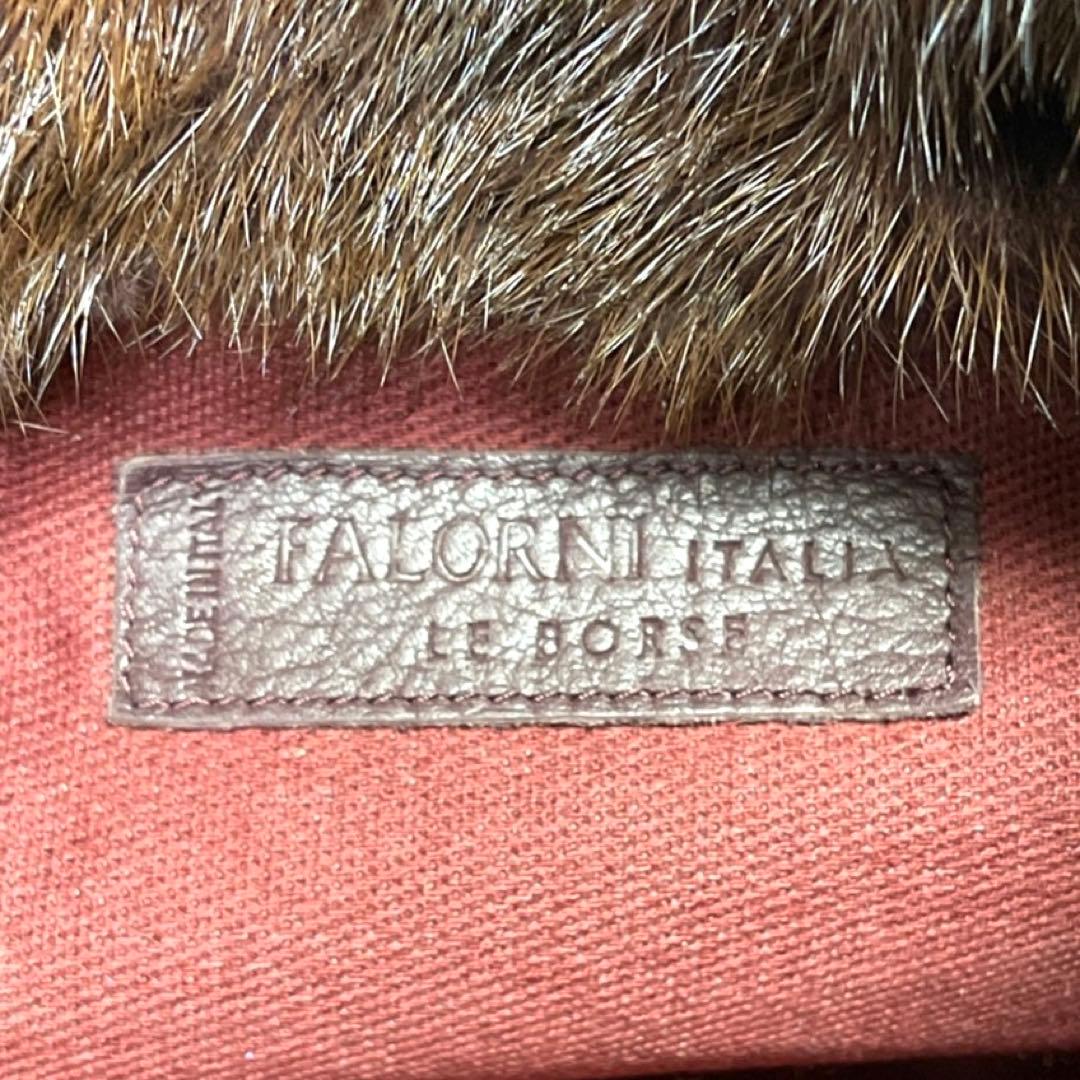 専用品FALORNI イントレチャート レザー×ファー ボルドー トートバッグ