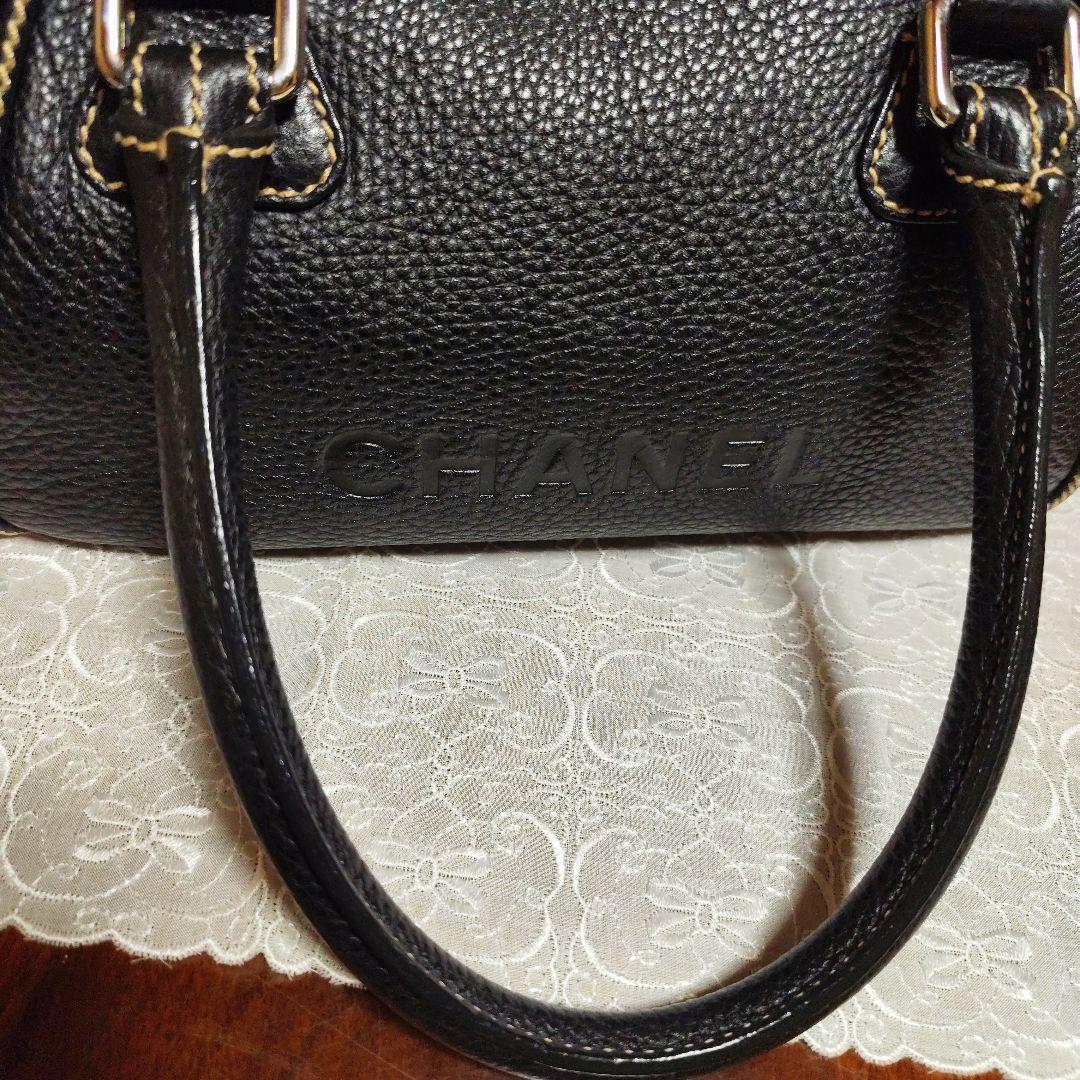CHANEL ブラックレザー ミニボストン