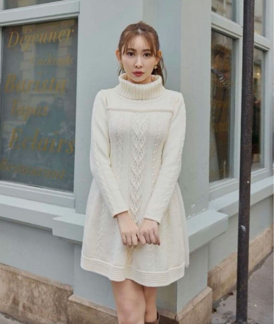 ワンピース herlipto Clara Cable Knit Dress S