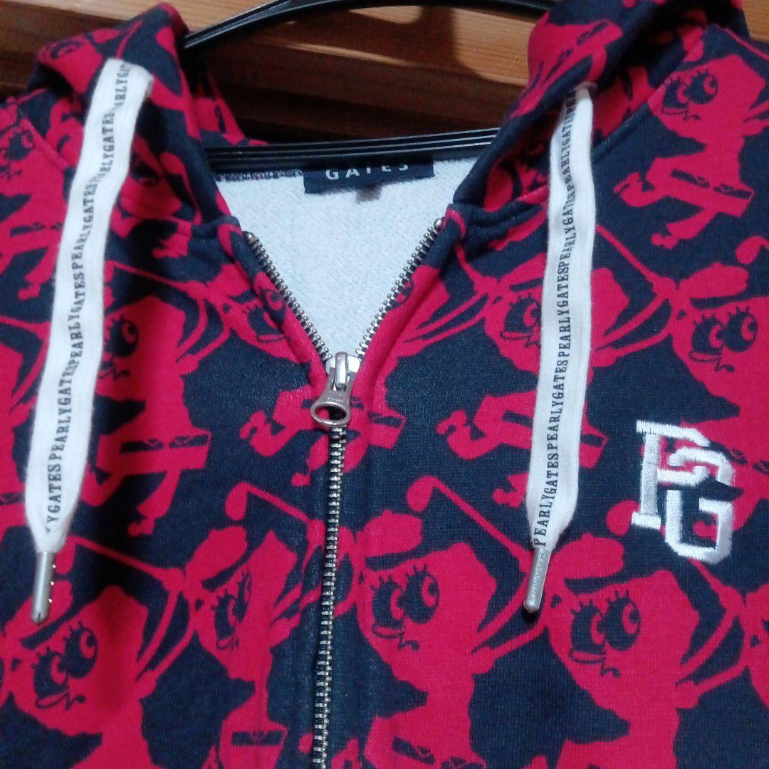 PEARLY GATE パーリーゲイツ 赤&黒 プリント柄フード付きジャケット