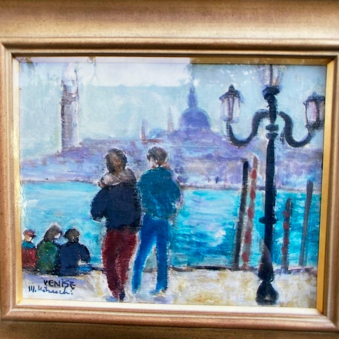 絵画　油彩画　油絵　「サンマルコ広場」3F 菊地正則　パリ　美品　額付き送料無料