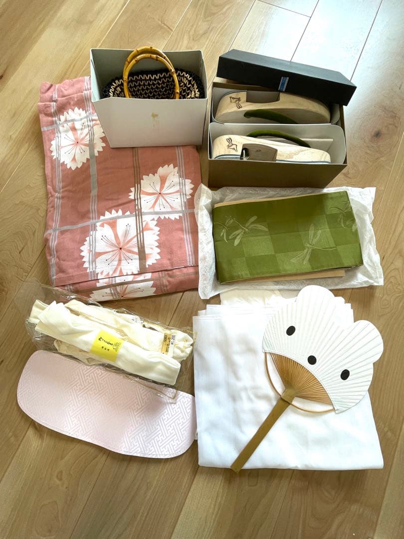 夢工房高級ブランド浴衣帯下駄小物一式 総額7万円超 美品 百貨店購入