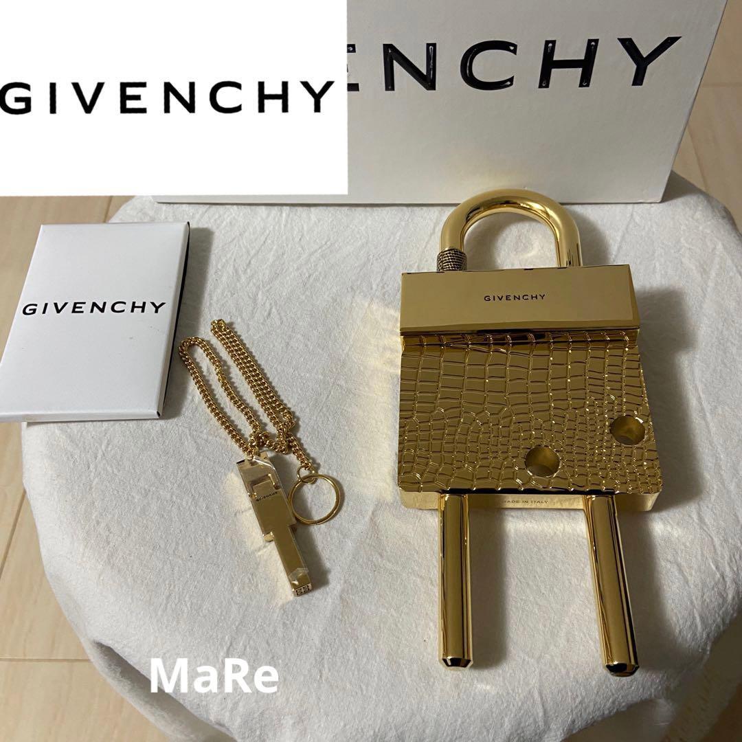 新品■定価12万GIVENCHY クロコダイルエフェクトメタルマキシパドロック