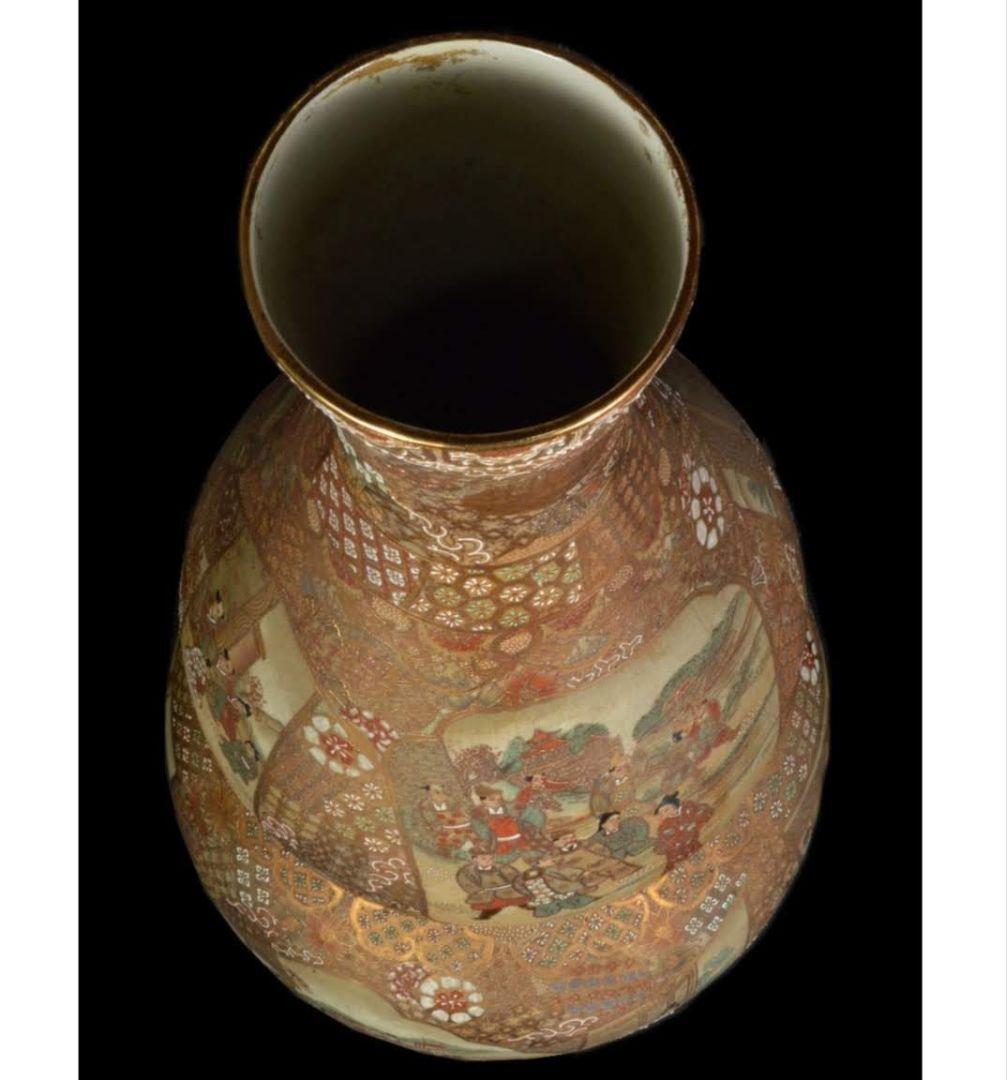 【レア 高さ92cm】薩摩 金縁細密絵付瓢箪型 特大 花瓶 大花瓶 大壺 飾り壷