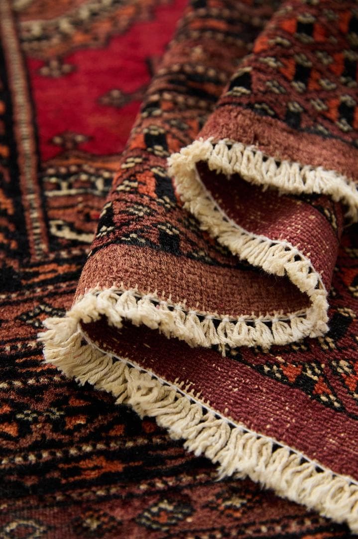 ヴィンテージラグ　トライバルラグ　ラホール産(189×125cm) 赤　茶　黒