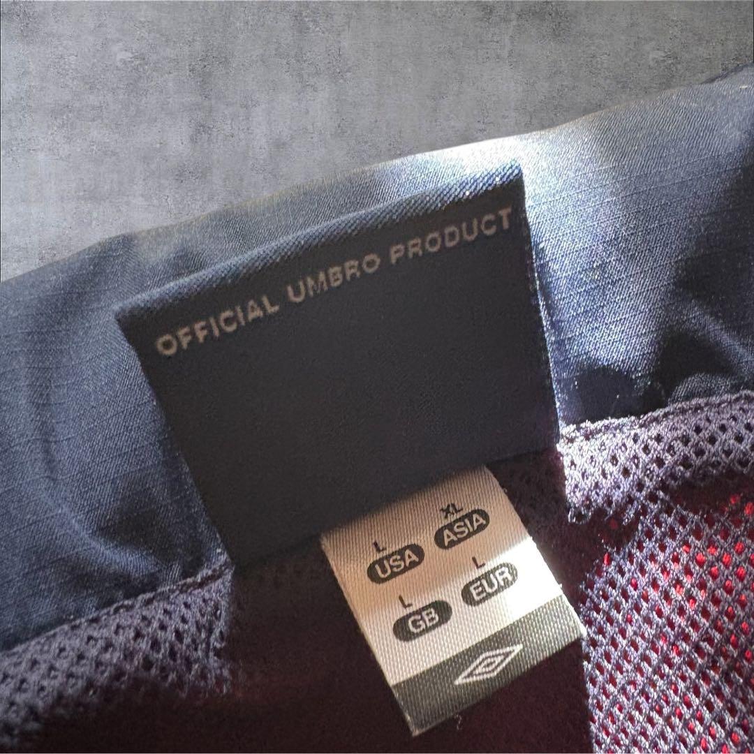 【O22】UMBRO×イングランド代表刺繍ナイロンジャケットLネイビー×赤×白