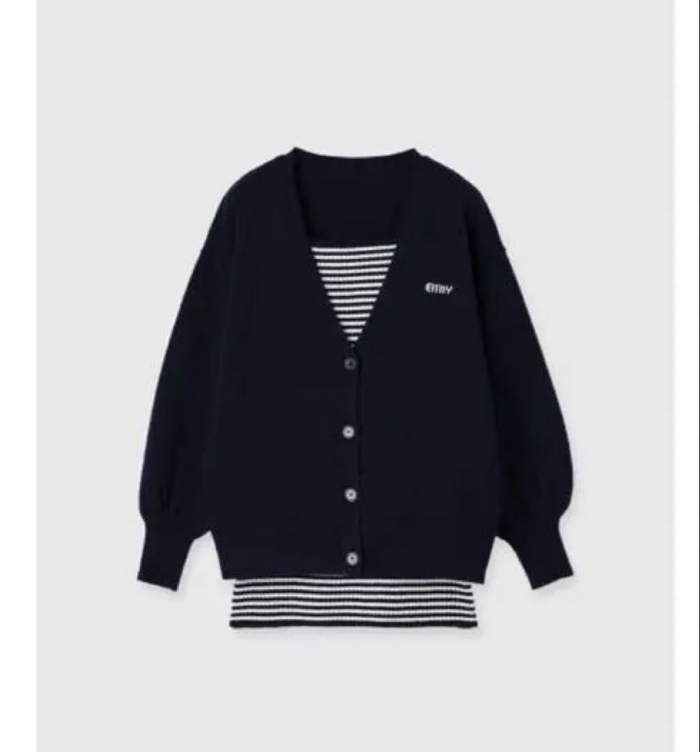 eimy ロゴカーデワンピースニットセットアップ ネイビー