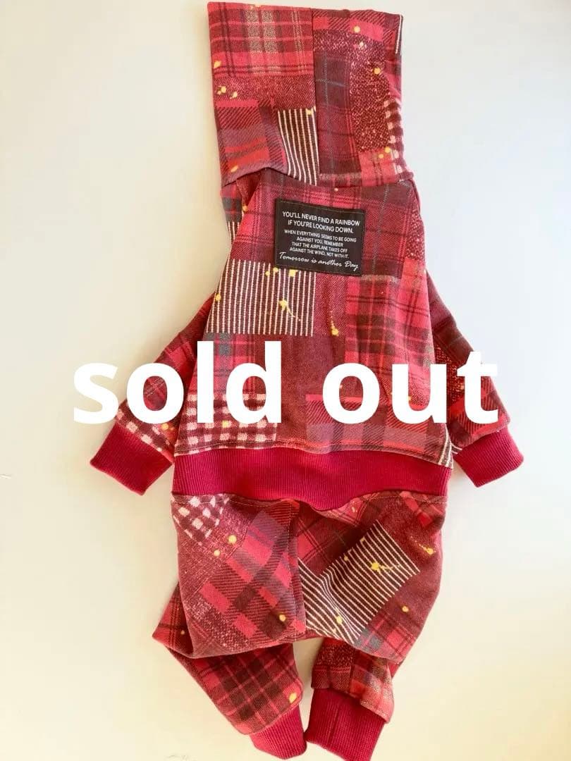 赤のロンパース② イタグレ服　犬服　ハンドメイド