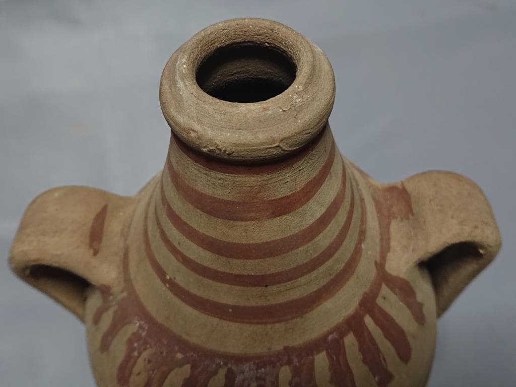 コレクター収集品　南米　プレ インカ文化　釉陶 双耳 水注