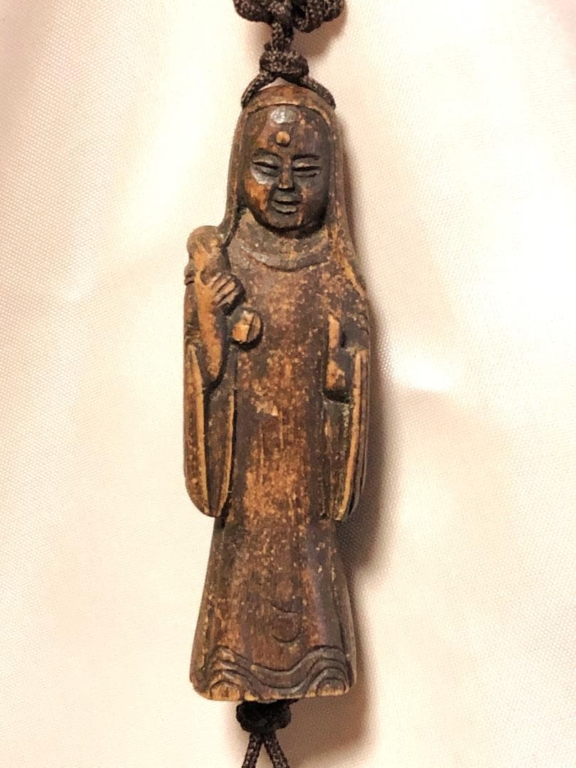 【 木彫福の神 江戸時代 】 風鎮/根付