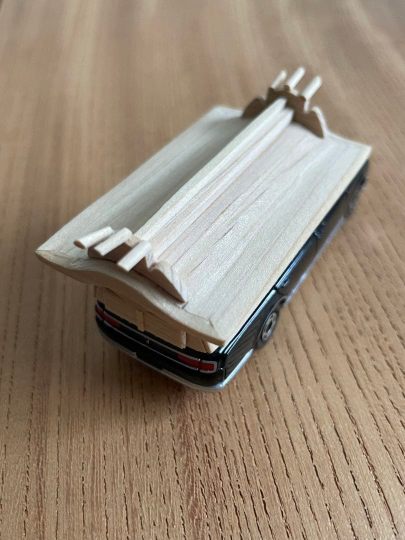 新品 114 トヨタ センチュリー 霊柩車 宮型 改造 木製 ミニカー トミカ