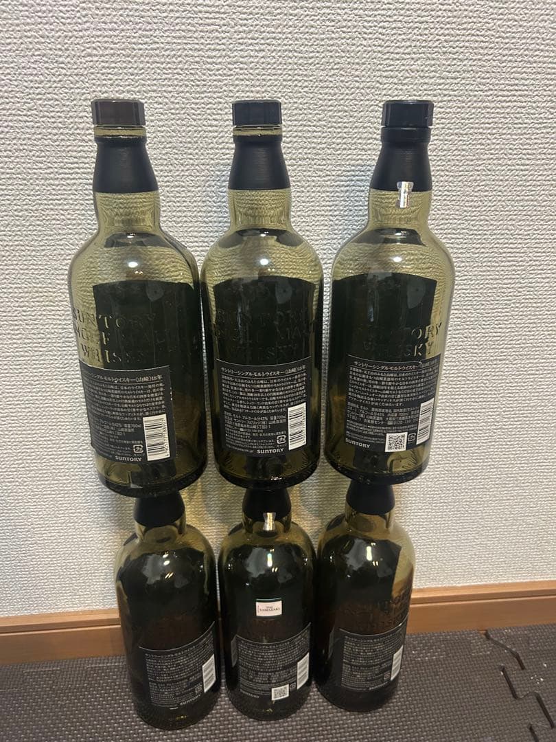 山崎 18年 ウイスキー 空瓶6本セット 専用箱2枚白州18年カートン4枚