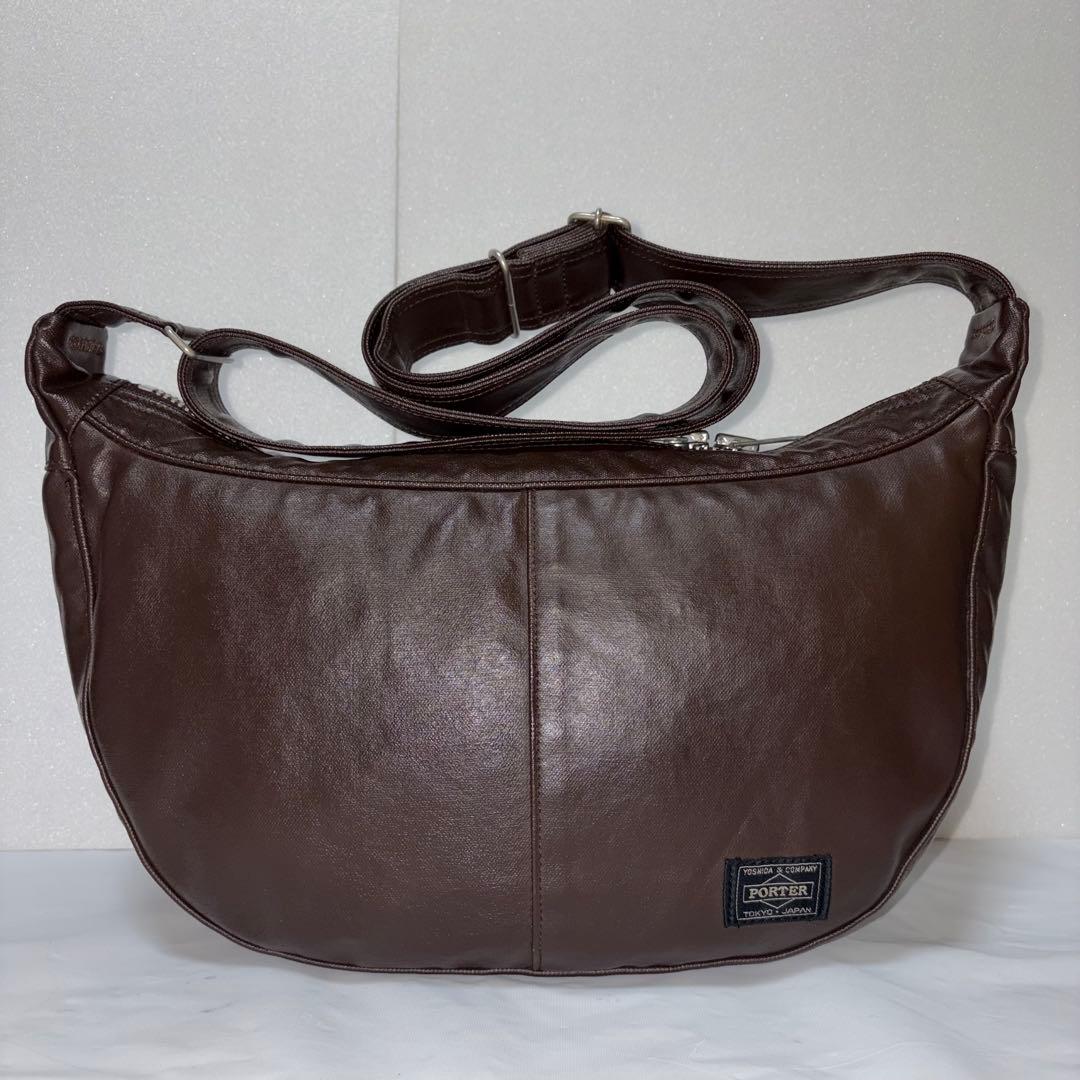 極美品✨ポーター フリースタイル ショルダーバッグ ハーフムーン ブラウン
