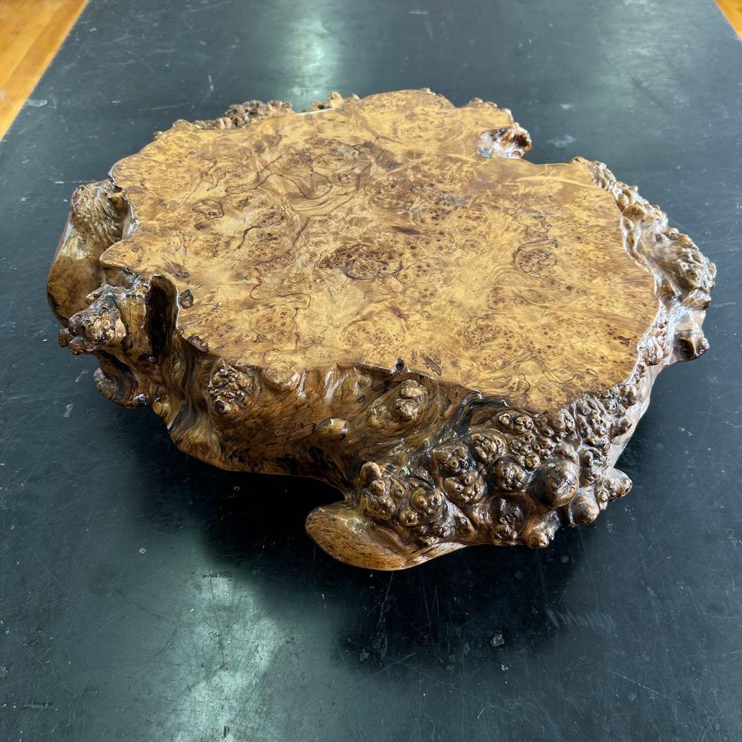 こぶ 無垢 一枚板 天然木 座卓 ローテーブル 鉢台 a