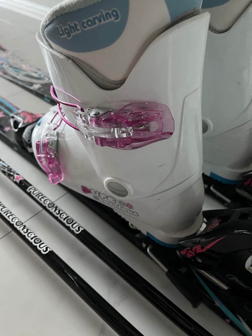 スキー板120 ブーツ22 ストック付き　ジュニア　PURECONCIOUS