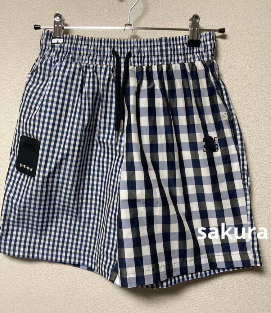 定価¥10,490＊antiqua STCH＊チェック柄ハーフパンツ ネイビー