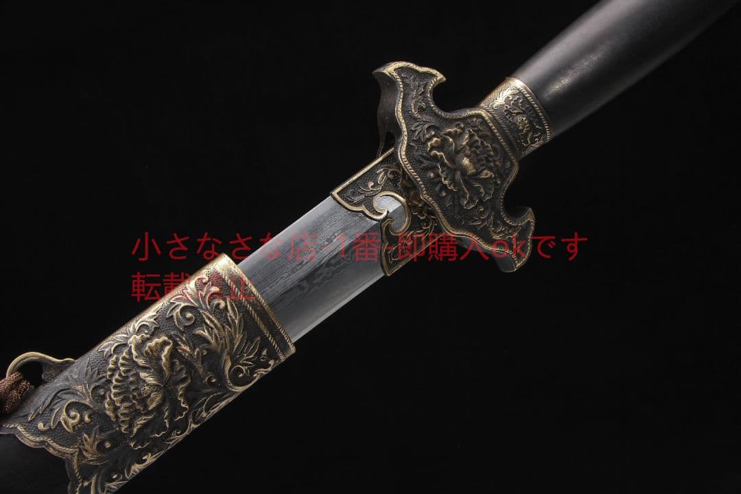 牡丹剣二級黒檀百錬文紋鋼  古兵器 武具 刀装具 日本刀 模造刀 居合刀