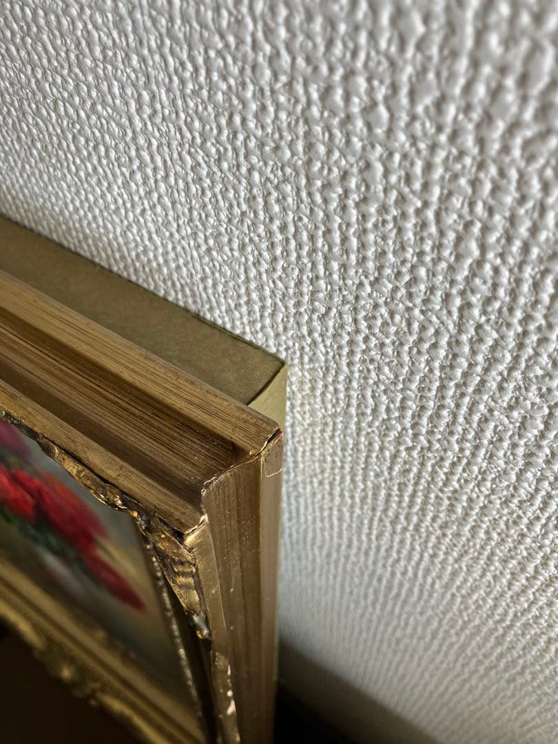 ☆ HaRu 薔薇 花 絵画 油絵 ♪ アンティーク 額縁 F4