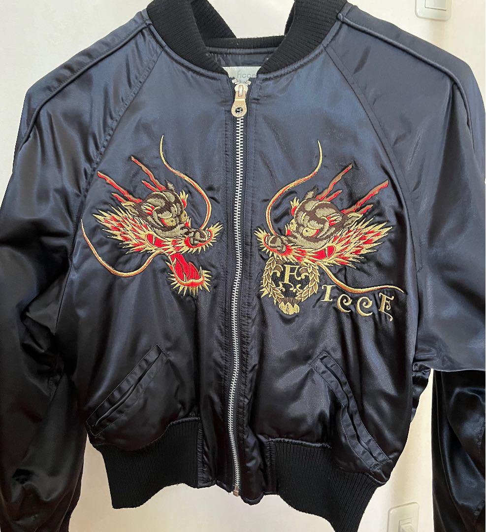 Ficce Donna 龍　刺繍　スカジャン　黒　レディース