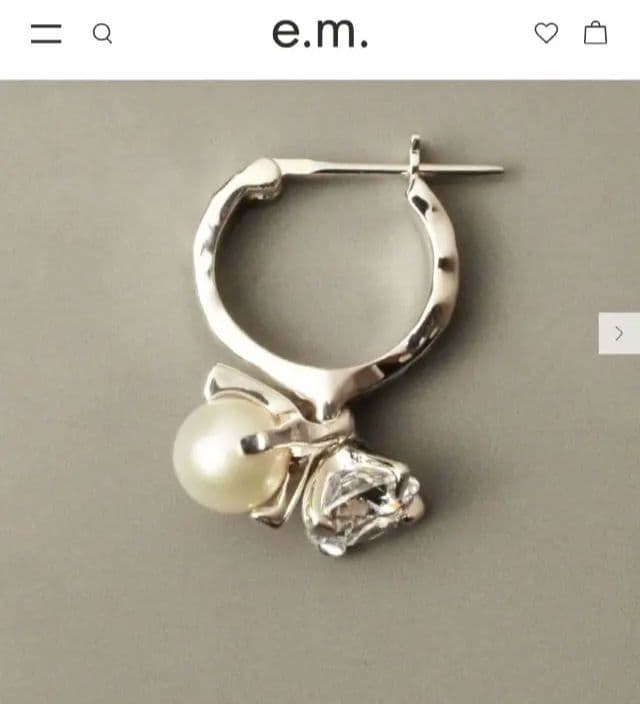 値下げ！e.m. シルバー ピアス フープピアス パール ジルコニア 片方