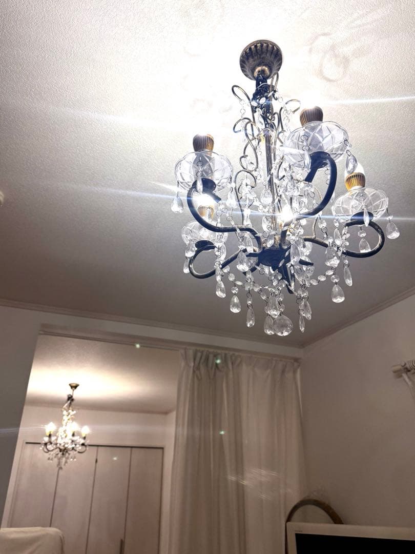 アンティーク　5灯 LEDライト付き　シャンデリア