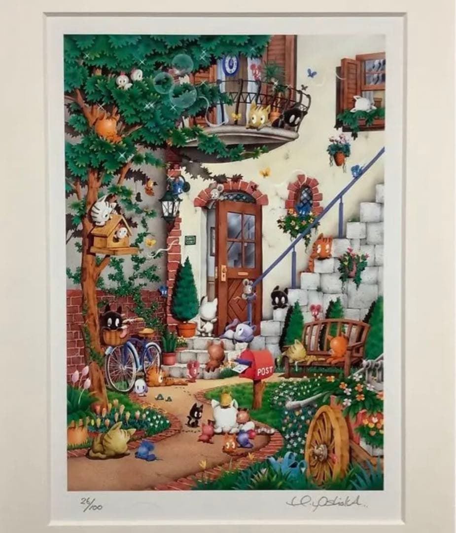 絵画・額縁・版画・芳岡 ひでき・新品未使用・スリーピングキティ・美術品・雑貨