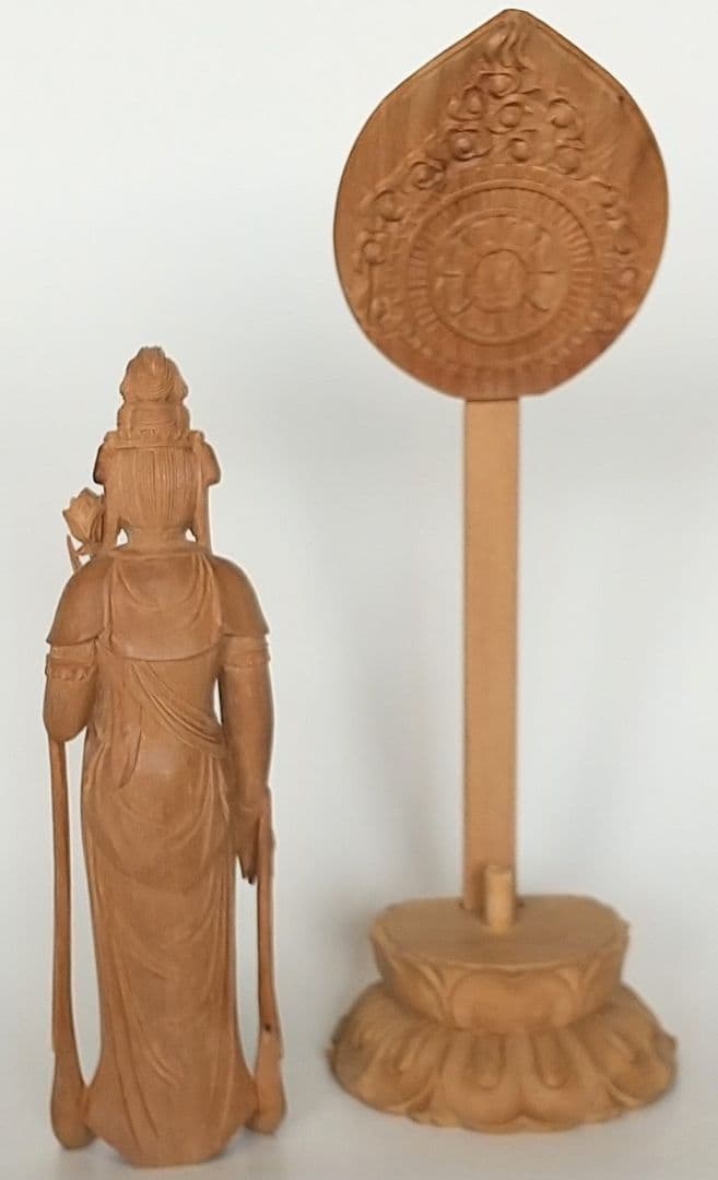 観音菩薩立像#177 観世音菩薩 聖観音 3寸◆白檀 木彫 仏像