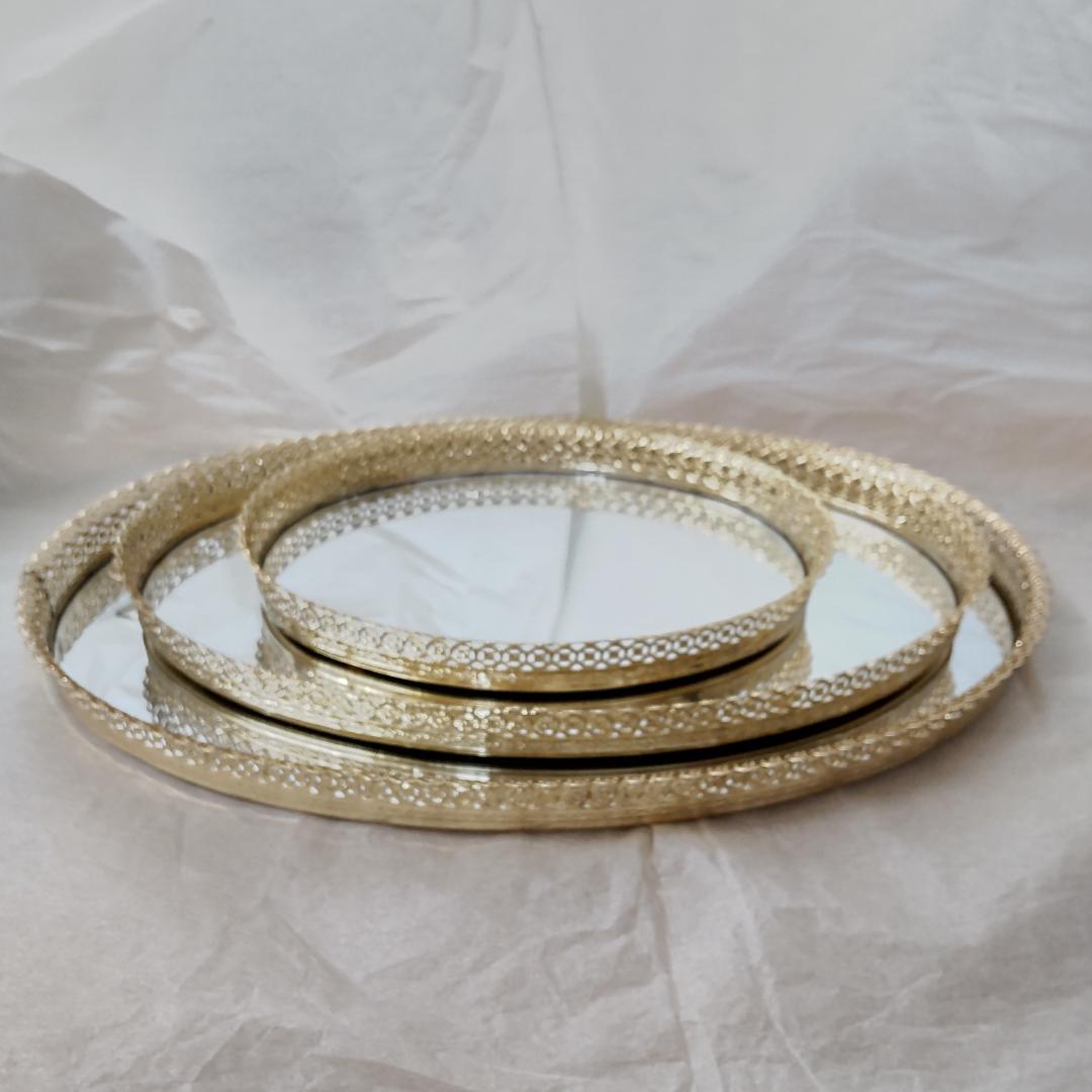 ミラートレー　鏡　トレイ　3サイズ 　セット　ゴールド