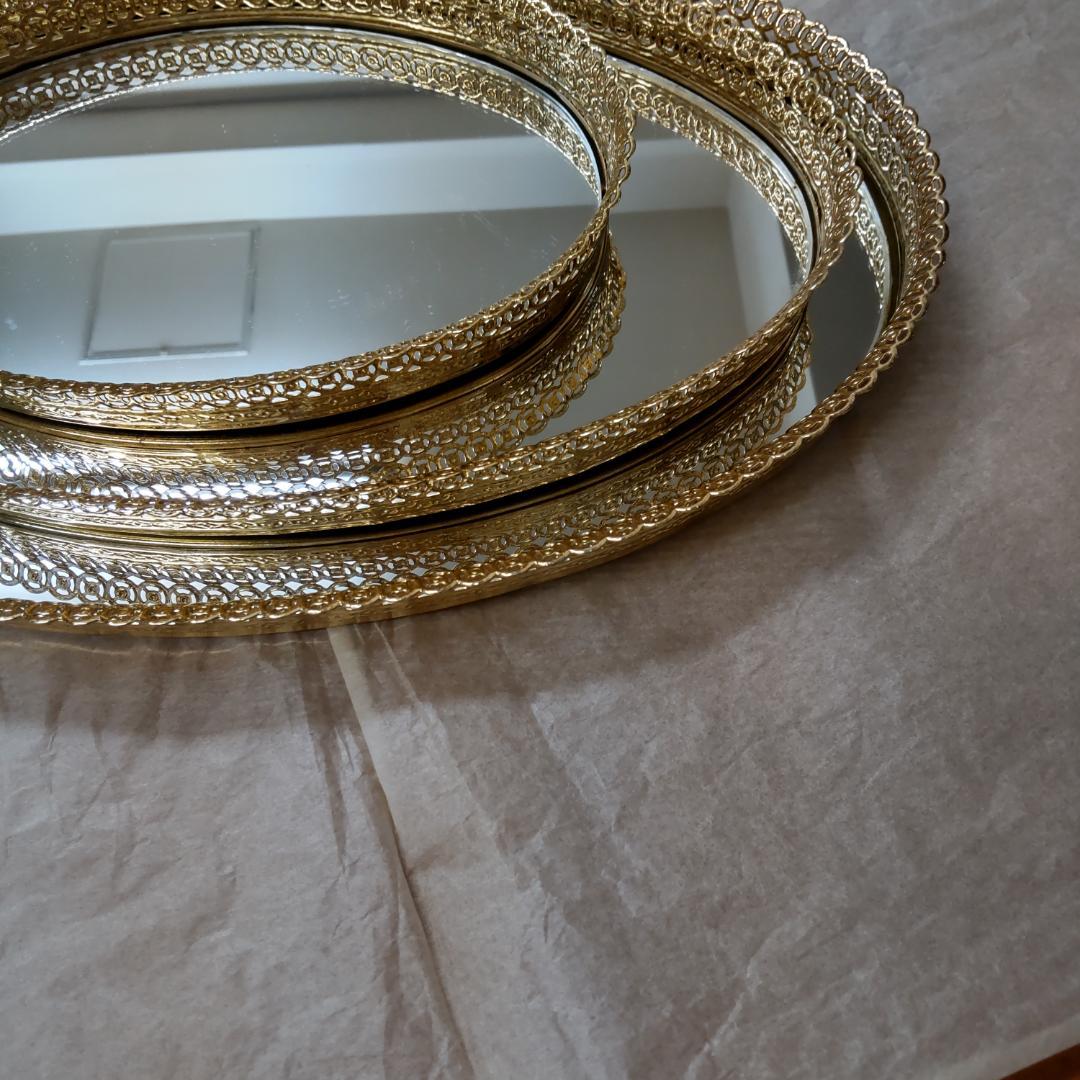 ミラートレー　鏡　トレイ　3サイズ 　セット　ゴールド