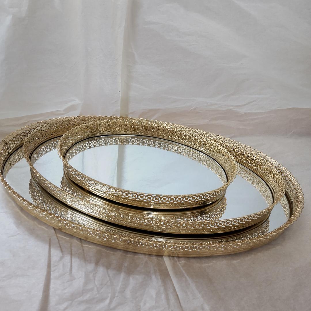 ミラートレー　鏡　トレイ　3サイズ 　セット　ゴールド