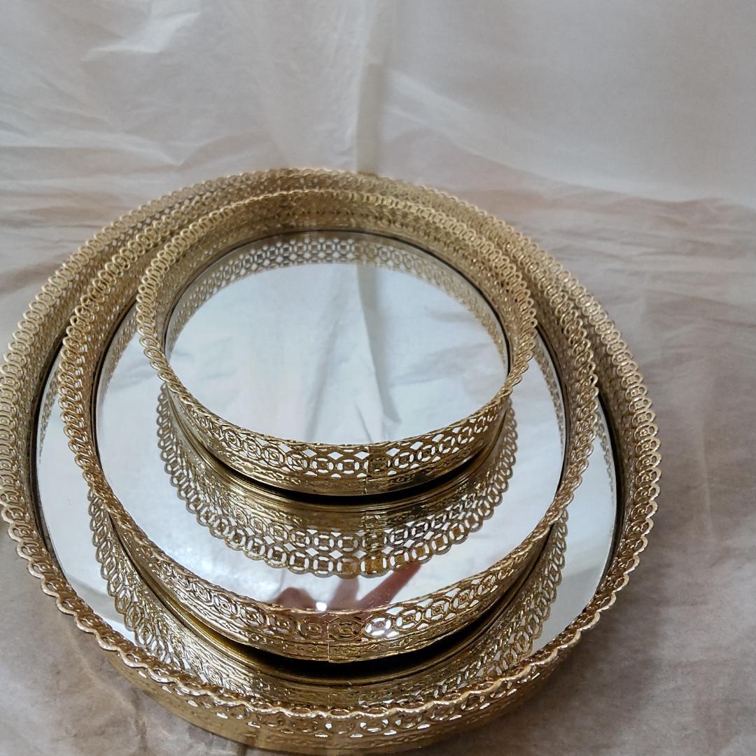 ミラートレー　鏡　トレイ　3サイズ 　セット　ゴールド