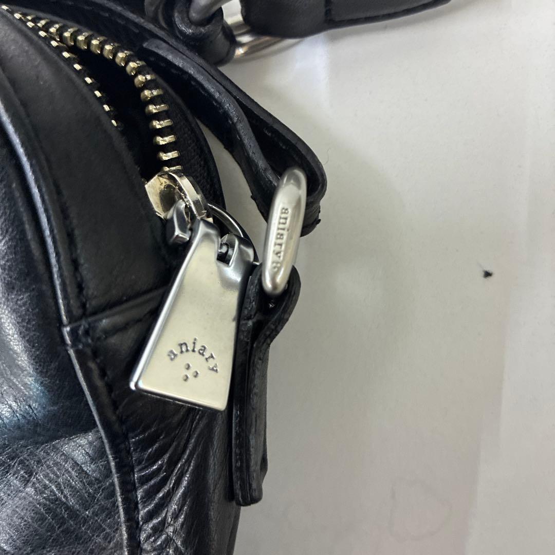 aniary ブラックレザー ショルダーバッグ