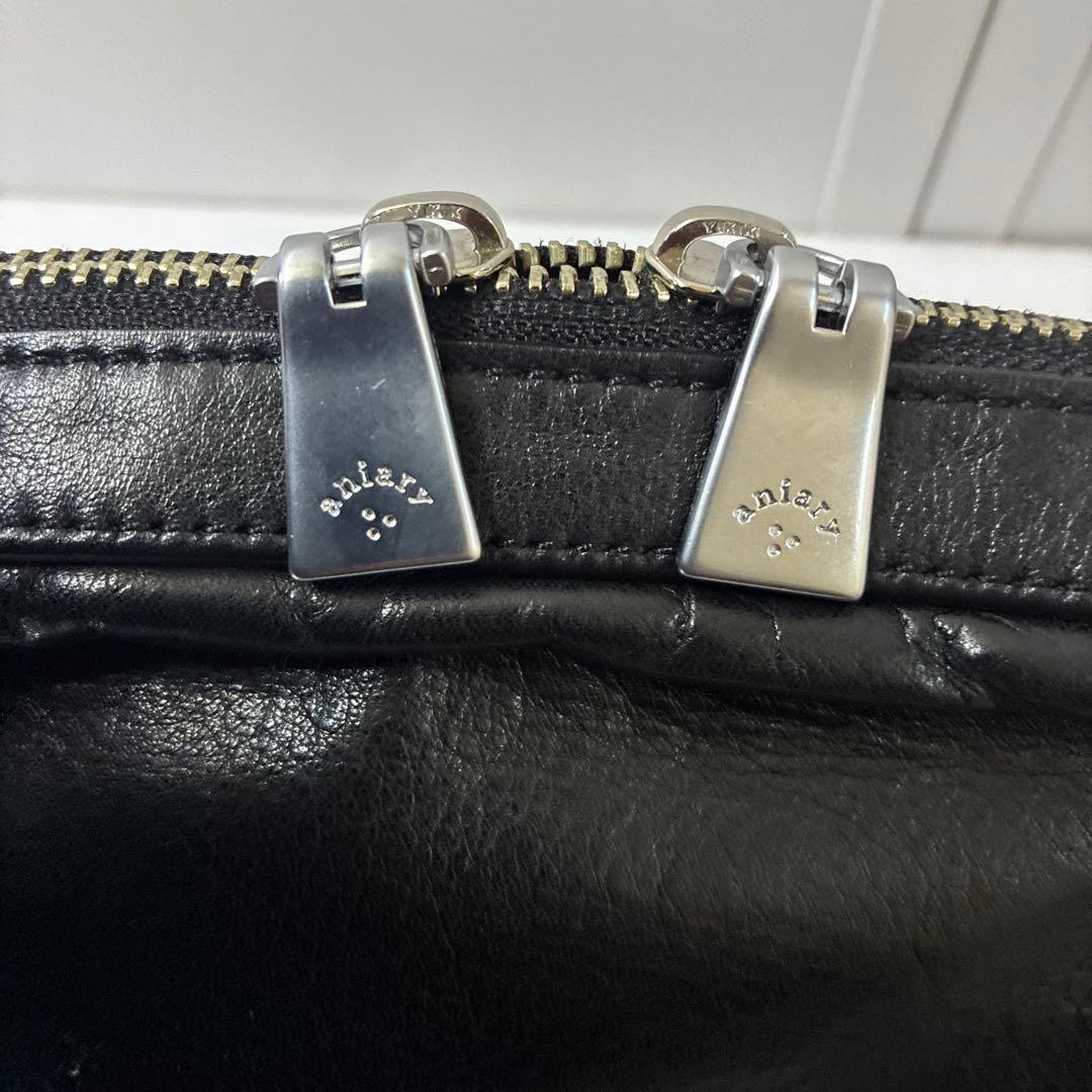 aniary ブラックレザー ショルダーバッグ