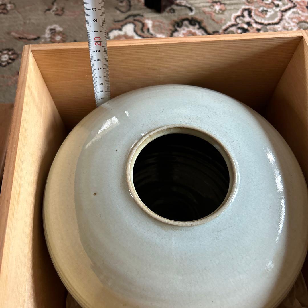 未使用【日展国宝作家 市川廣三名作白釉大花瓶 共箱 】貴重素晴らしいコレクション