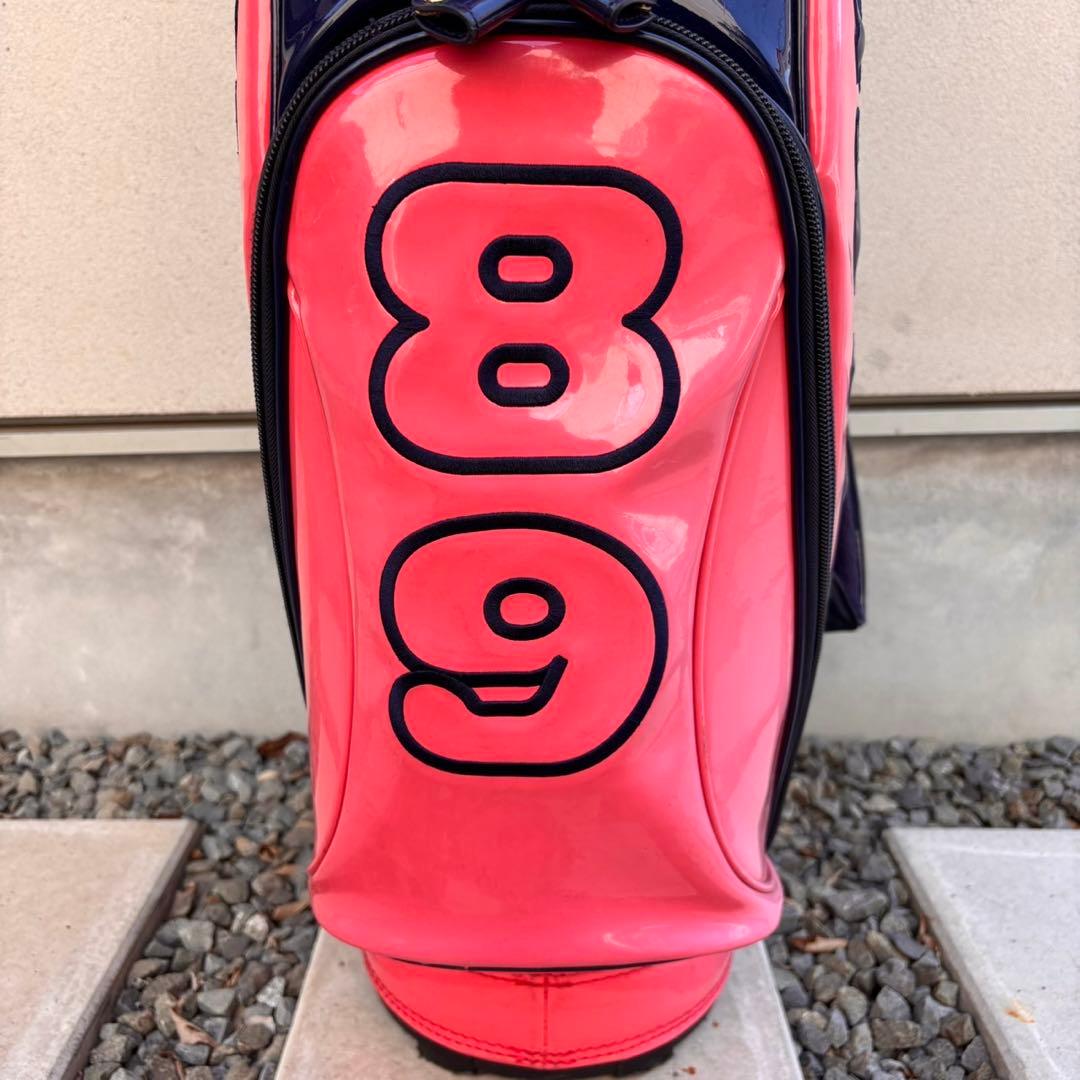 パーリーゲイツ　エナメル キャディーバック　ピンク/ネイビー 9.5型