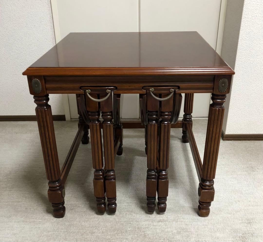 ネストテーブル　サイドテーブル　ドロップリーフ バタフライ　バラスターレッグ