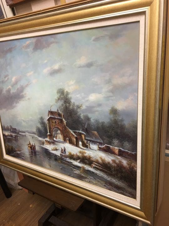 油絵  手描き 作品肉筆画 スーパーロング超大型サイズ油絵手がき