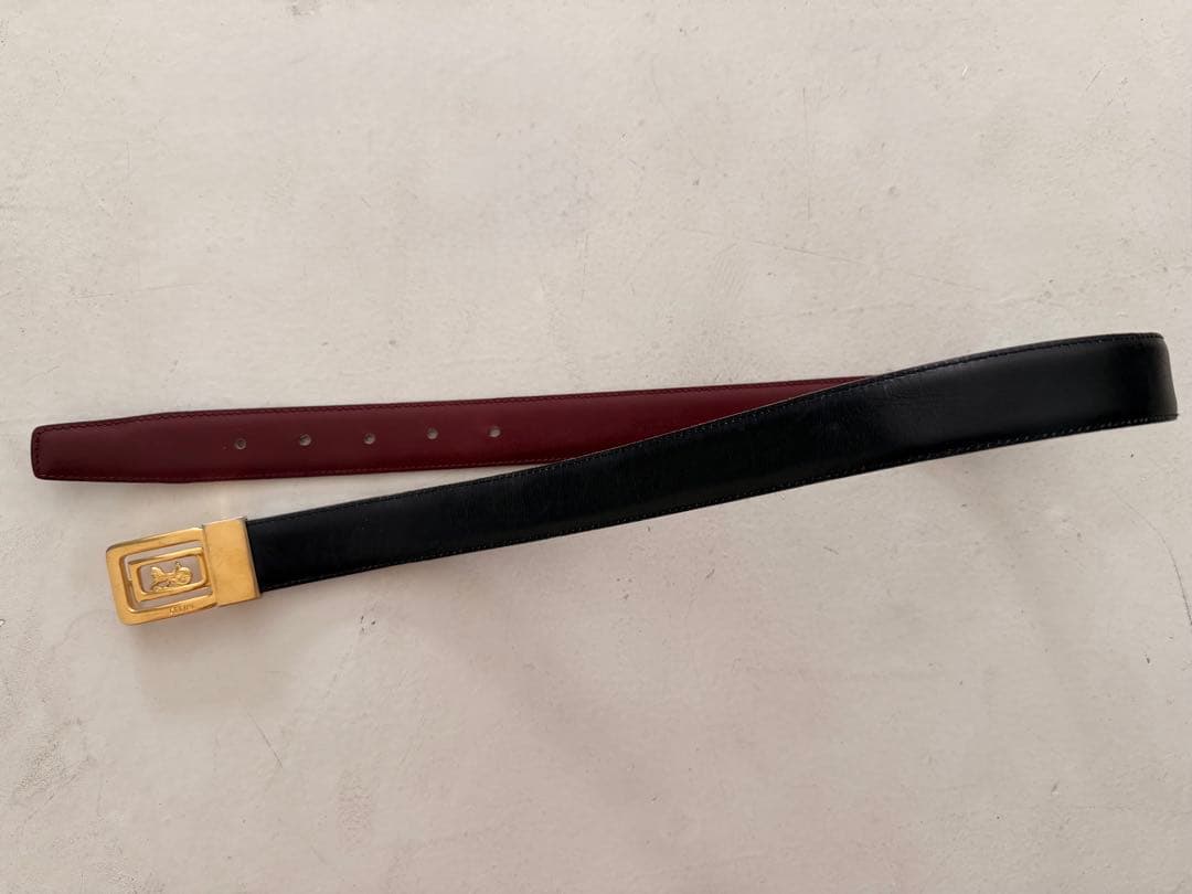 CELINE belt レザーベルト 金色バックル
