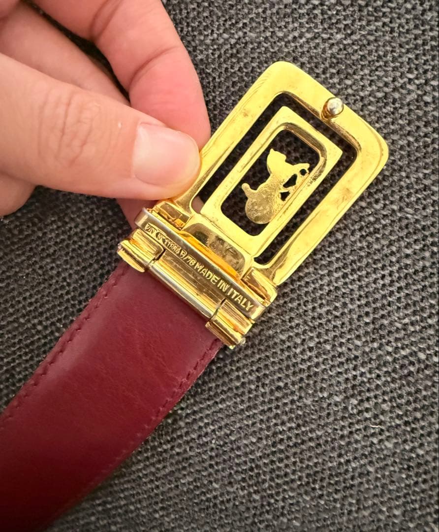 CELINE belt レザーベルト 金色バックル