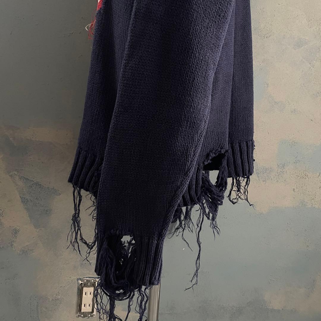 90's john ashford”麻綿”星条旗”Boro knit