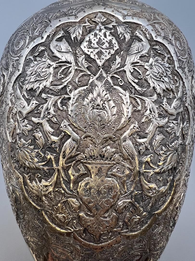 ととろ　銀製　ライオンマーク　三越　銀花瓶　花入れ　手彫　重量約820g