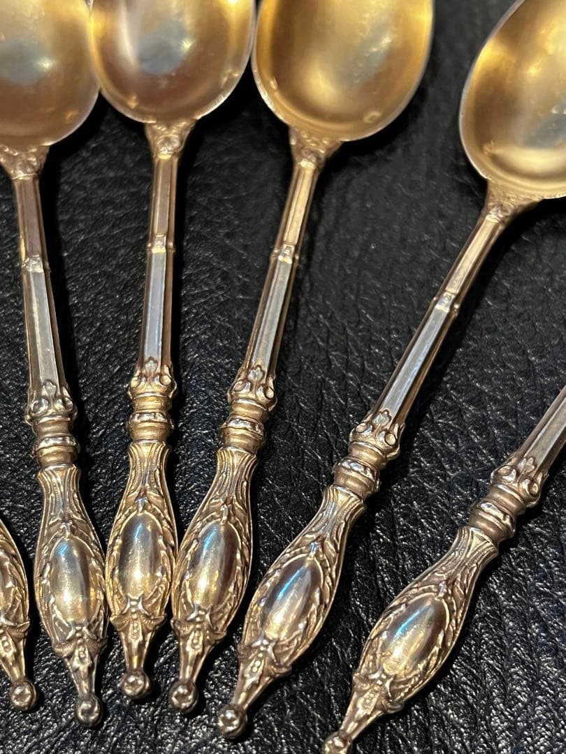 アンティーク　フランスシルバー純銀950 ヴェルメイユ　スプーン　セット