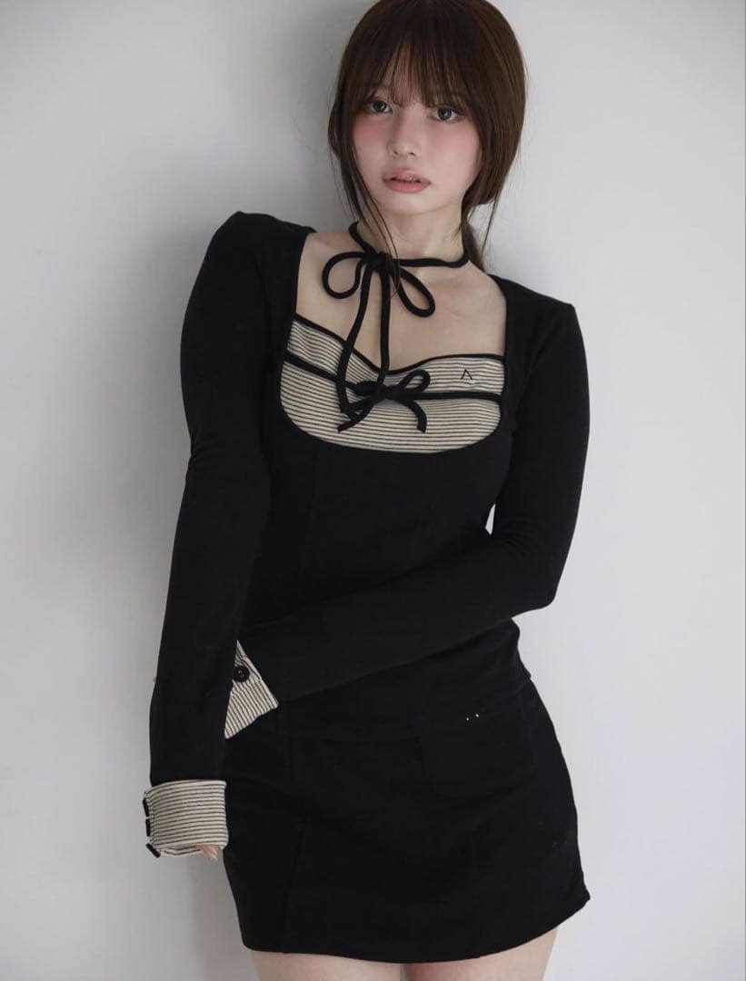 ワンピース andmary Aiden baby ribbon set up black