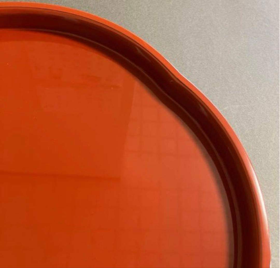 【未使用】 山田平安堂　梅盆　朱塗り　研出（大）　天然木　廃盤　希少サイズ