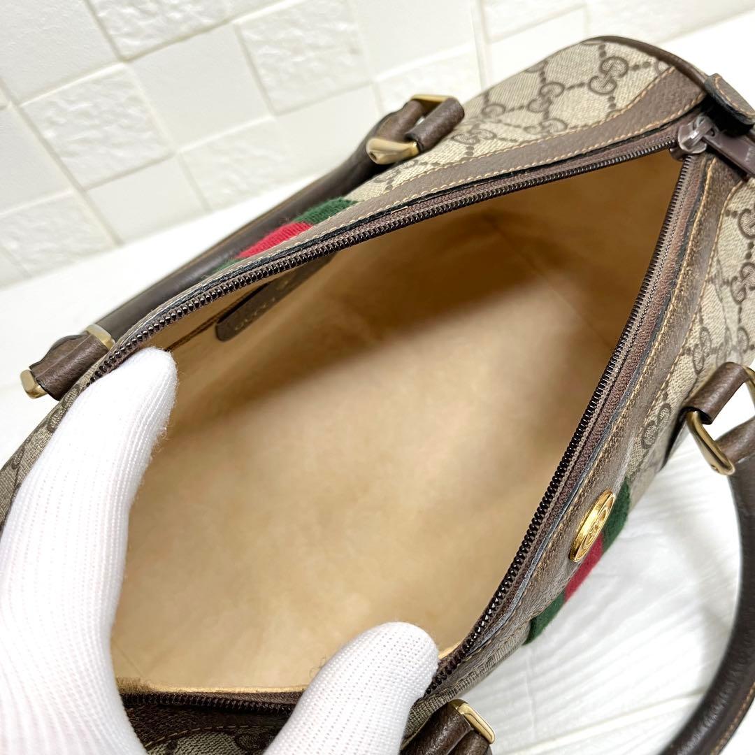 ✨極美品✨☘️GUCCI☘️✨ミニボストンバッグ✨シェリー✨GG柄✨PVCレザー✨