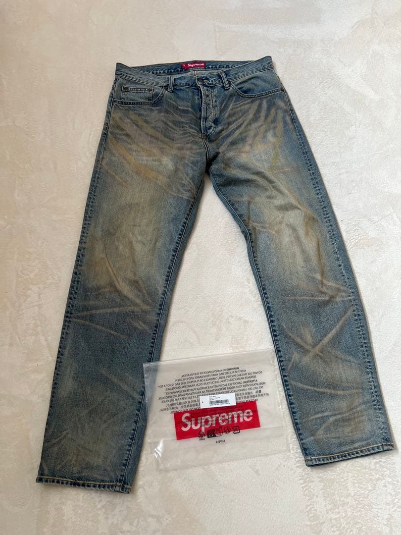 Supreme regular jean dirty indigo デニム